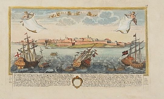 Sea Battle off the Coast of Malta, hand-coloured