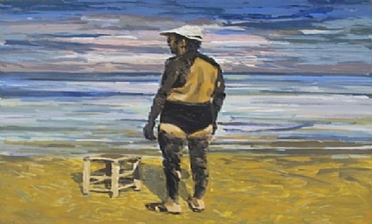 Facing the Sea, 1984, emulsin, acrylic and sand o