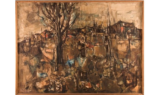 Ruth Schloss Landscape with Shacks, 1963